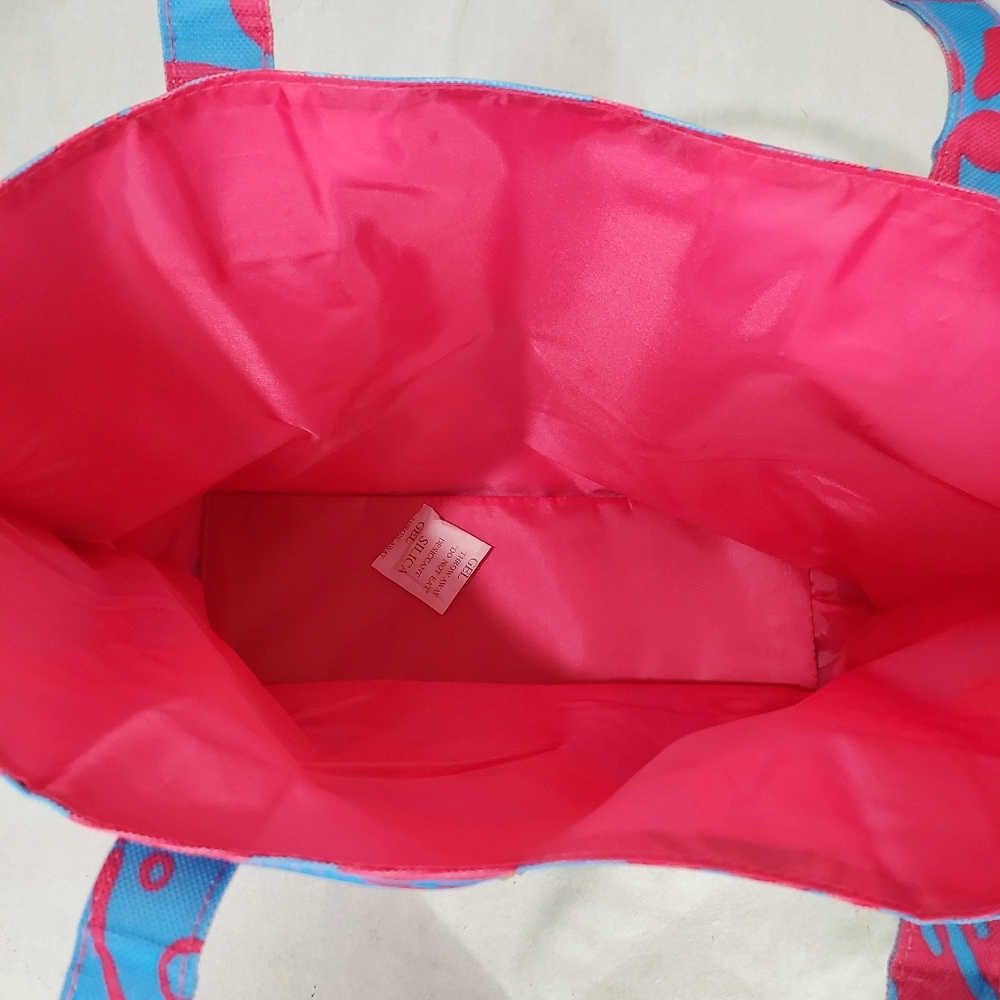 New Lilly Pulitzer Blue/Pink Tote Bag Shells Crab Beach Reusable Shopping - Picture 3 of 8